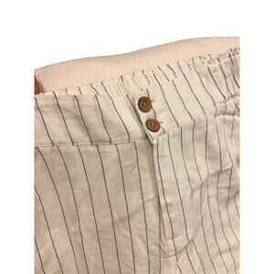 Indigo & Lace Linen Blend Stripe Wide Leg Pants Elastic Waist M